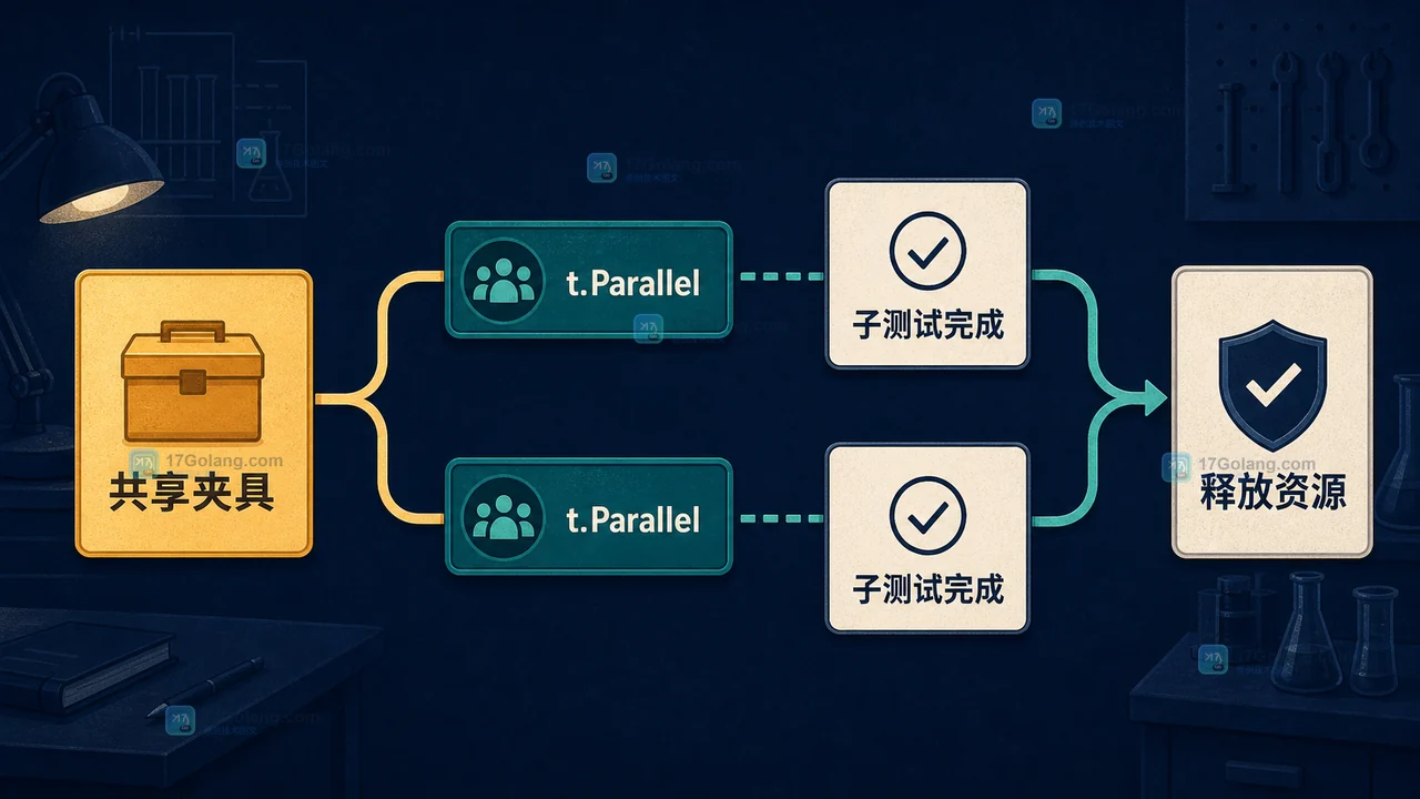 Go t.Parallel 并行子测试完成后由父测试释放共享资源