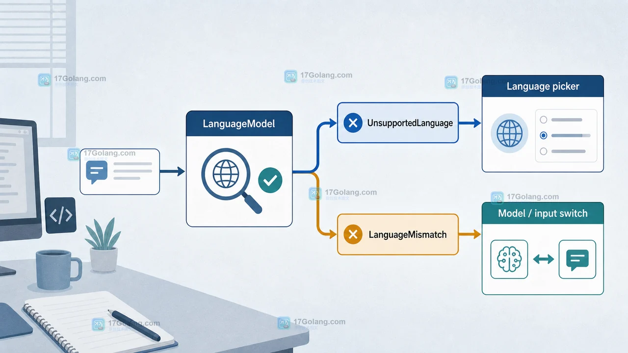 Windows App SDK 2.4 LanguageModel 将不支持语言与语言不匹配分流到不同降级动作的示意图