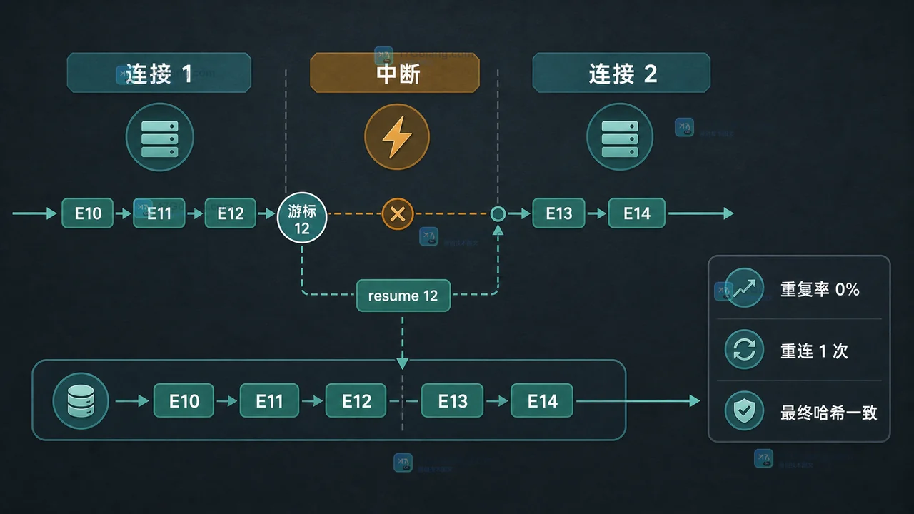 流式重连后按事件游标恢复并核对最终文本的工程观测场景