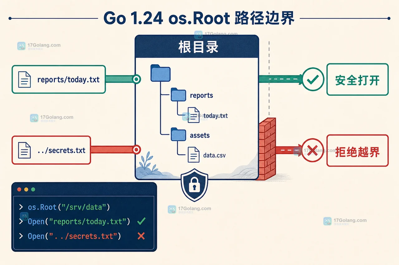 Go os.Root 在根目录内打开文件并拒绝 .. 越界路径的工程证据插图