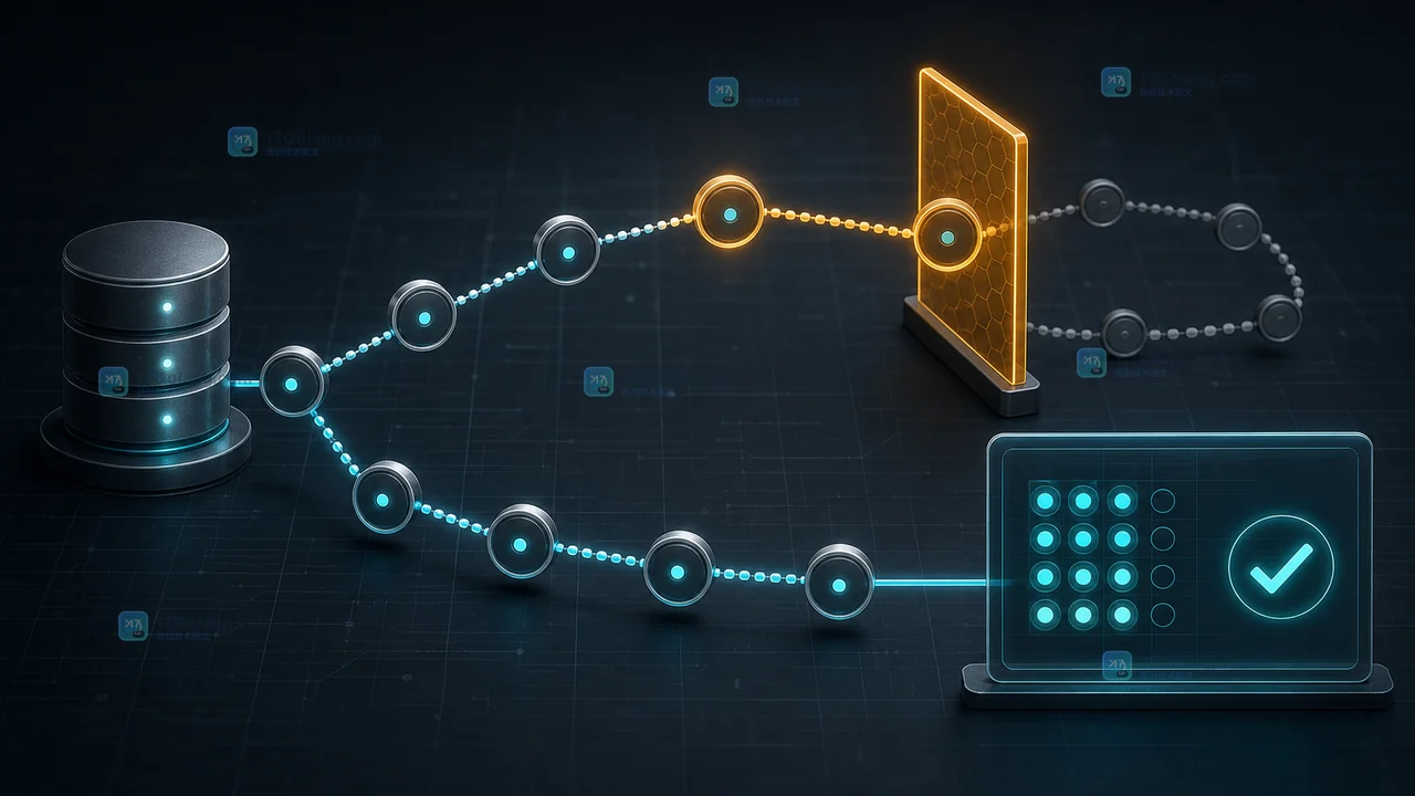 MySQL 递归查询用带分隔符的 path 判断节点重复并阻断环路的检查示意图