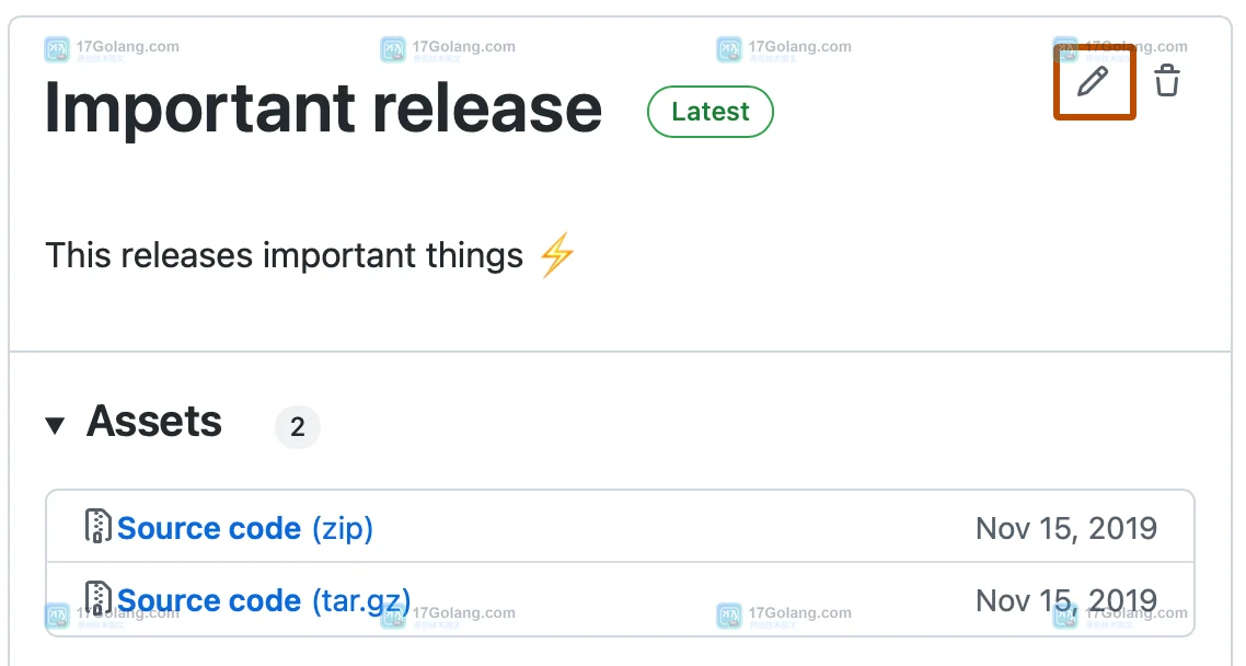 GitHub 官方文档中的 Release 编辑与结果状态截图