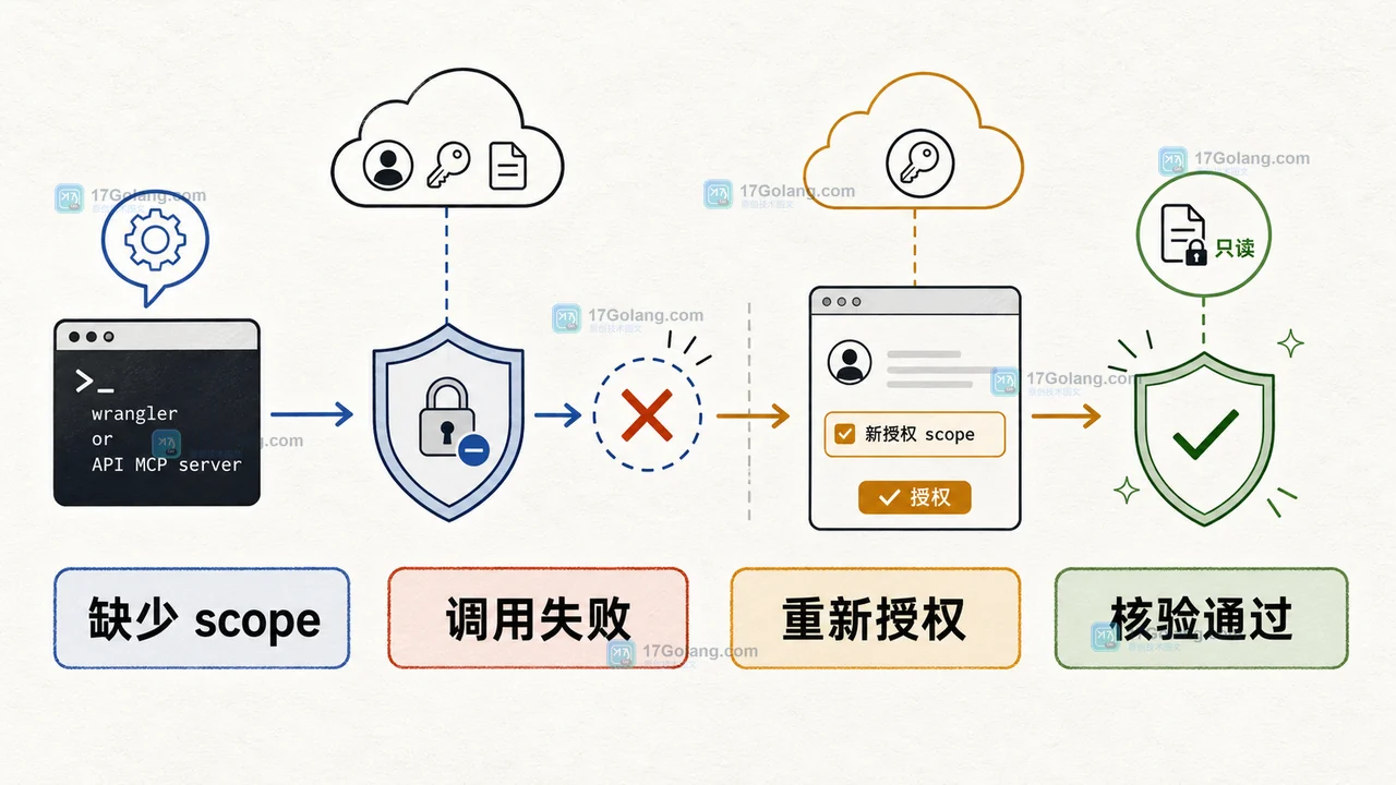 Cloudflare 可选 scope 被拒绝后重新授权并核对工具恢复的因果流程