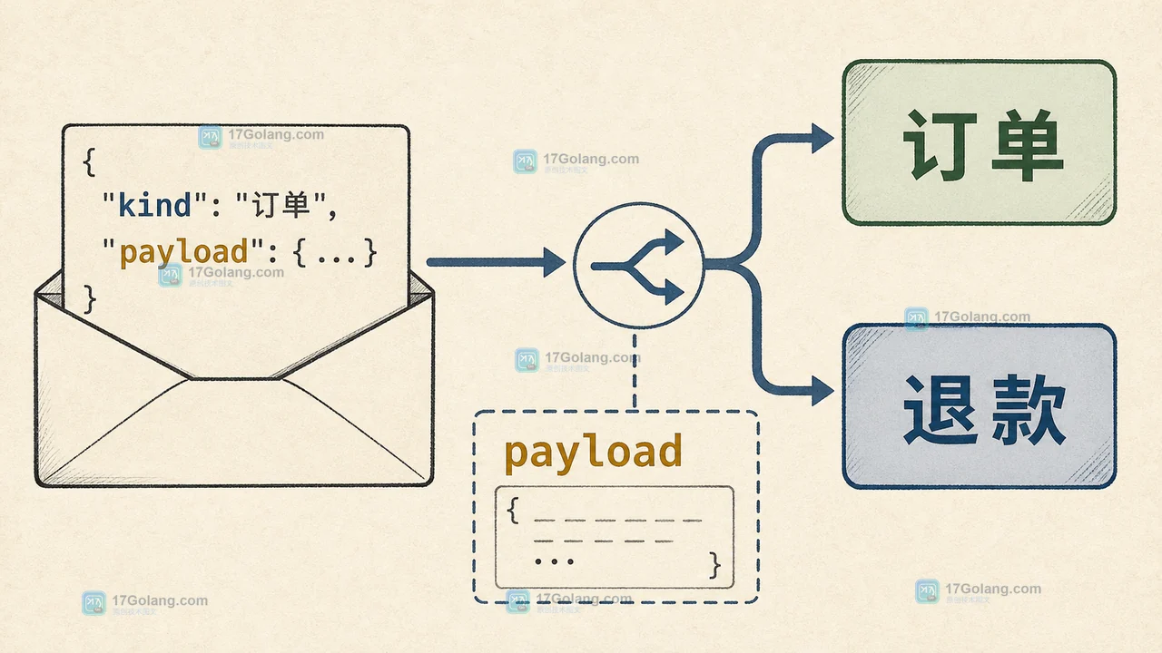 Go json.RawMessage 外层 kind 路由到订单或退款结构体的分流检查清单
