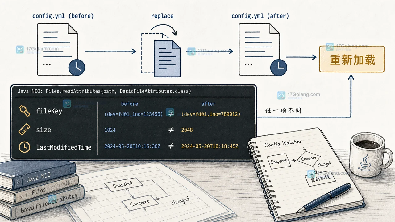 Java BasicFileAttributes 快照比较 fileKey size 和 lastModifiedTime 后决定重新加载