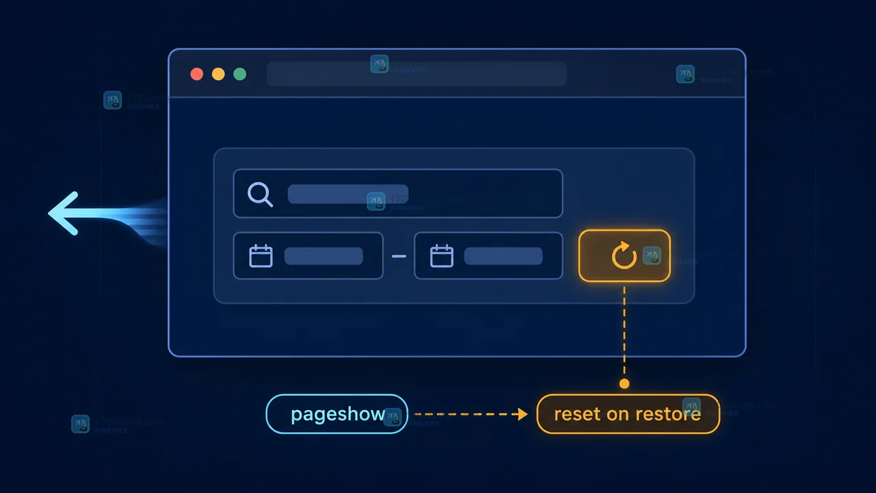 前端表单状态排查结果示意:通过 pageshow persisted 分支区分首次加载、缓存恢复和刷新后的清理结果