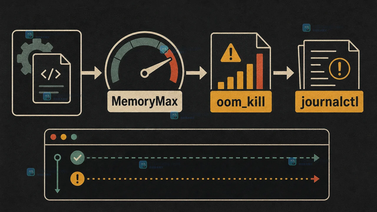 Linux systemd 服务 MemoryMax 与 cgroup memory.events 的 OOM 证据对应关系