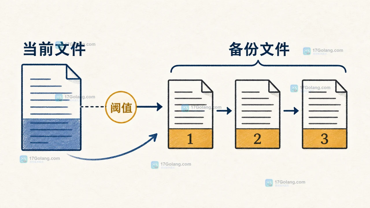 Python RotatingFileHandler 按大小切换日志并保留编号备份文件的示意图