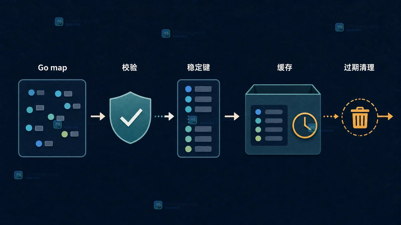 Go 请求参数经过校验、稳定键生成、缓存命中与过期清理的生命周期