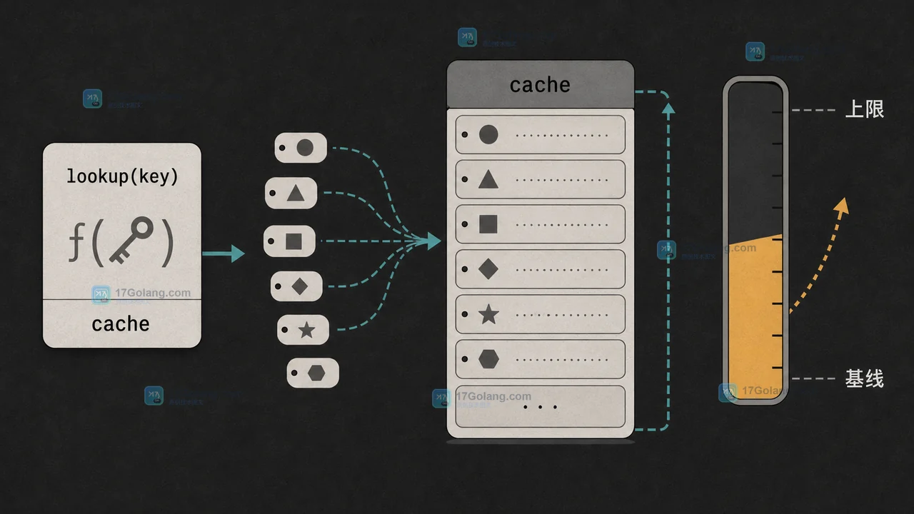 Python 无界缓存从不同参数组合持续累积并逼近内存上限的工程示意图