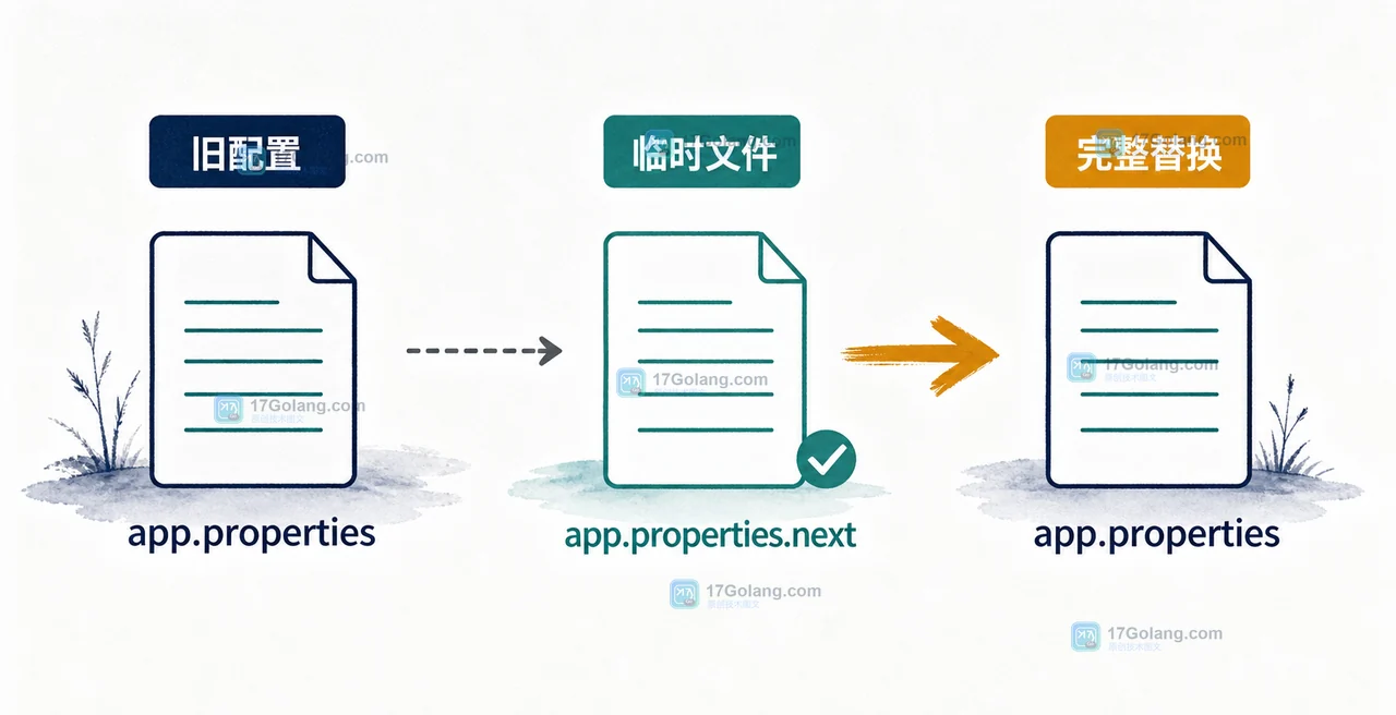 Java Files.move 配置热更新示意:同目录临时文件写入完成后改名替换旧配置