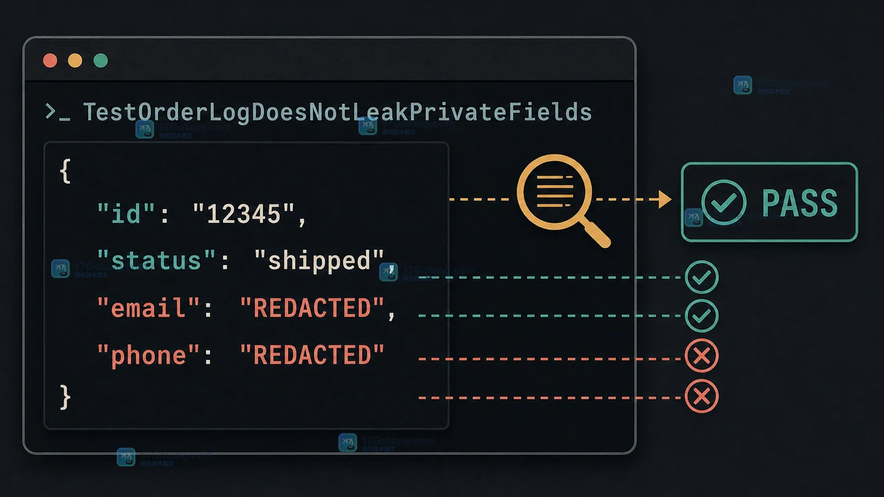 Go slog 日志审计测试检查敏感字段未出现在结构化输出中