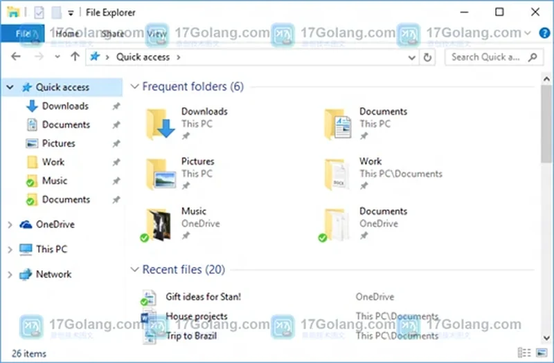 Microsoft 官方 Windows 11 文件资源管理器 Home 页面中的 Quick access 与已知文件夹