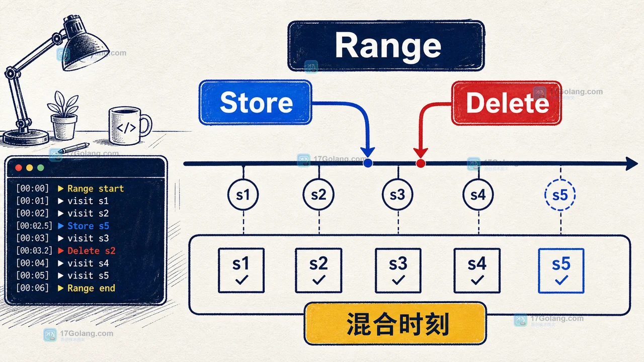 Go sync.Map.Range 遍历在线会话时并发 Store 和 Delete 造成非一致视图的工程证据图