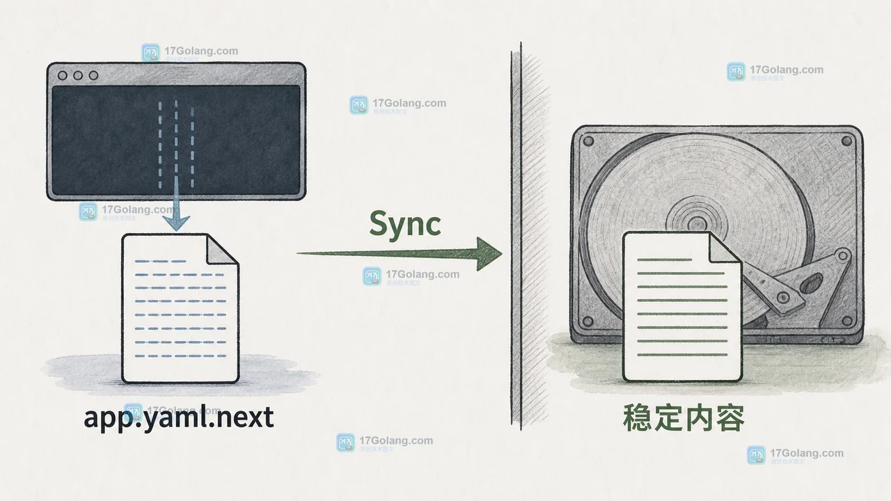 Go os.File.Sync 从临时文件写入到稳定内容的工程证据流程