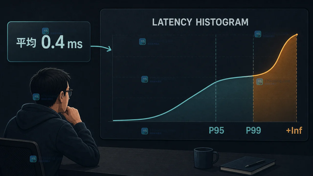 Redis 平均耗时正常但尾部延迟桶明显变厚的 LATENCY HISTOGRAM 对比示意图