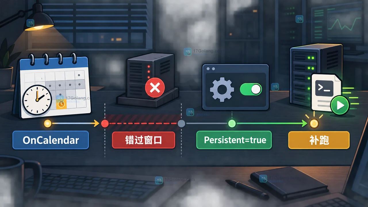 Linux systemd timer 使用 OnCalendar 与 Persistent=true 处理错过窗口并补跑
