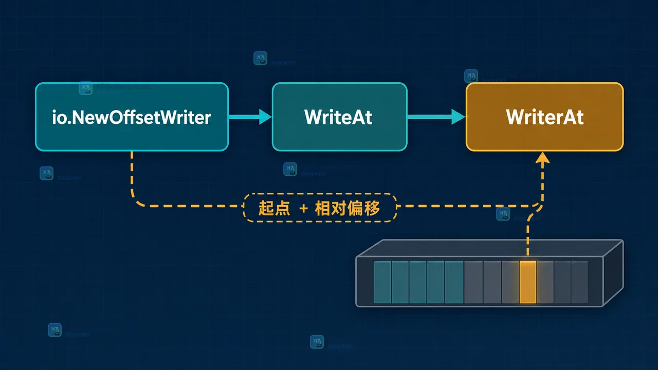 io.NewOffsetWriter 把相对位置映射到底层 WriterAt 的调用链
