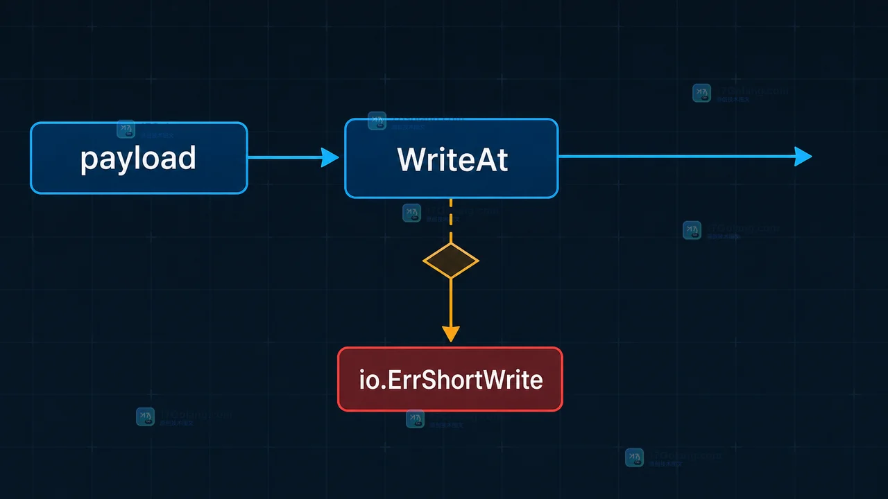 WriteAt 短写后进入 io.ErrShortWrite 错误分支的控制流