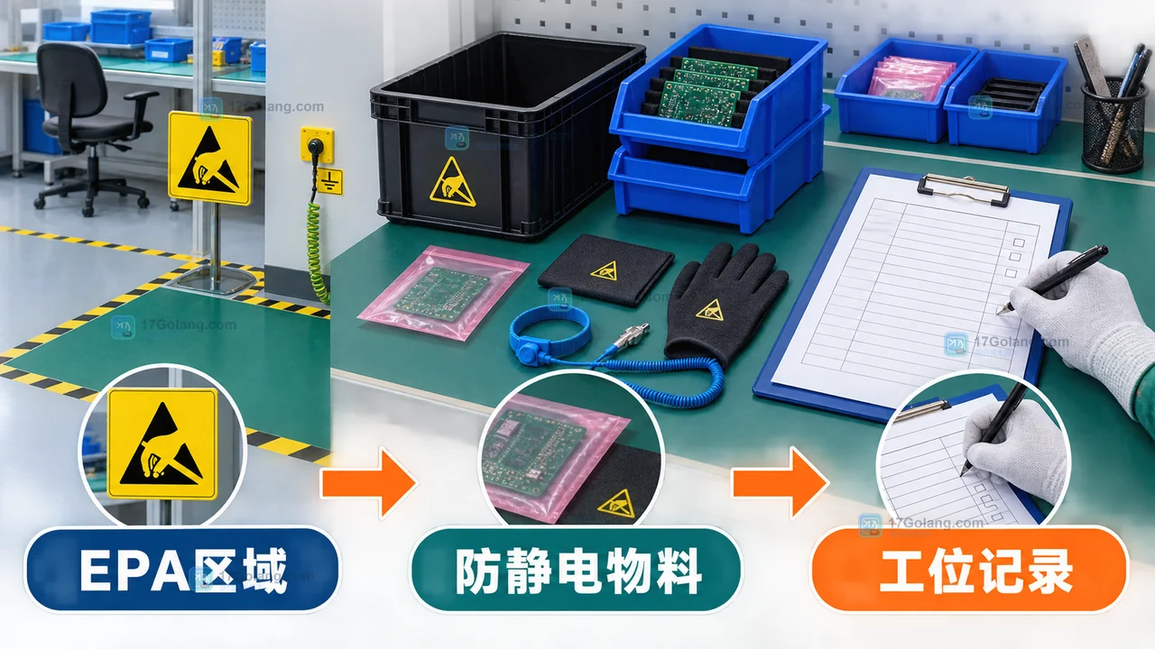 EPA防静电工作区从区域标识、防静电物料到工位记录的现场检查路径