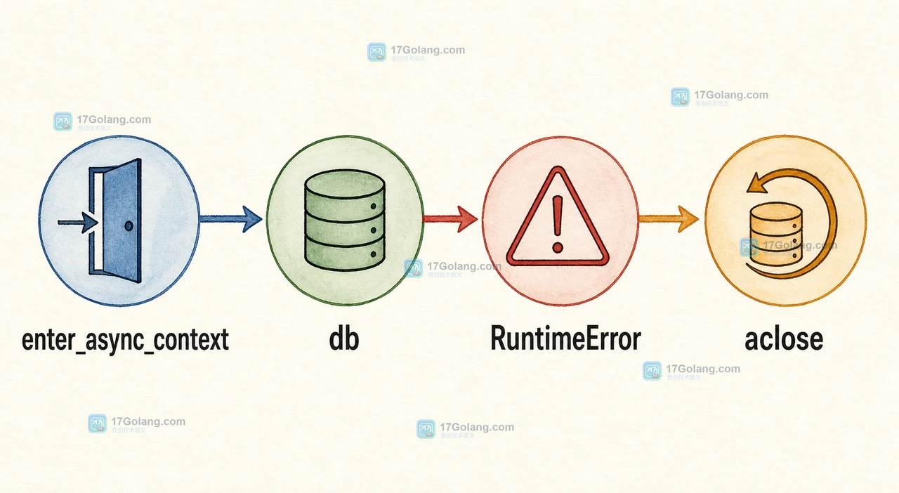 Python AsyncExitStack 在 load_config 抛出 RuntimeError 后通过 enter_async_context 登记资源并调用 aclose 逆序回滚
