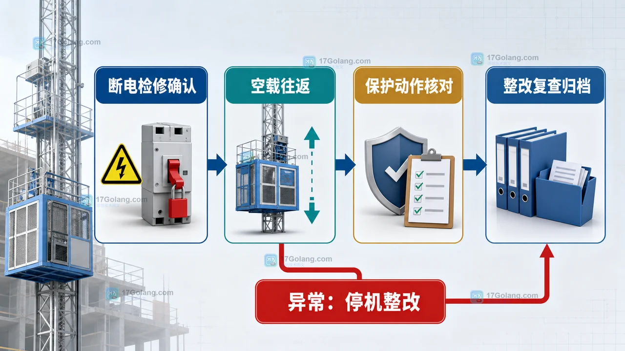 施工升降机保养后从断电检修确认到空载试运行和异常停机的验收路径