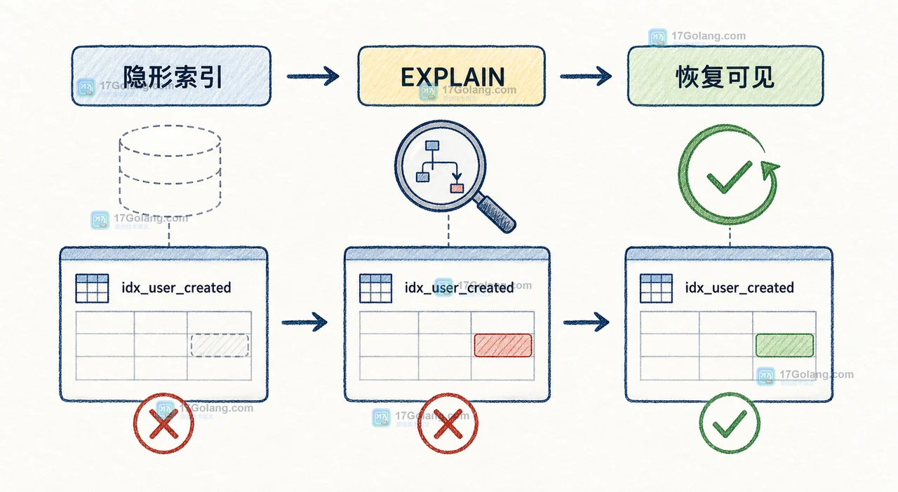 MySQL 隐形索引发现查询回归后恢复可见并重新验收的证据路径