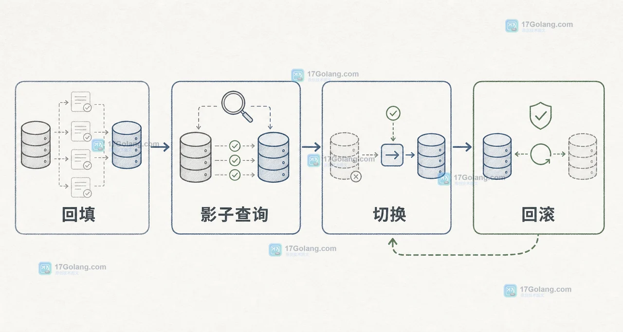 Embedding 迁移通过回填、影子查询、路由切换和回滚形成闭环