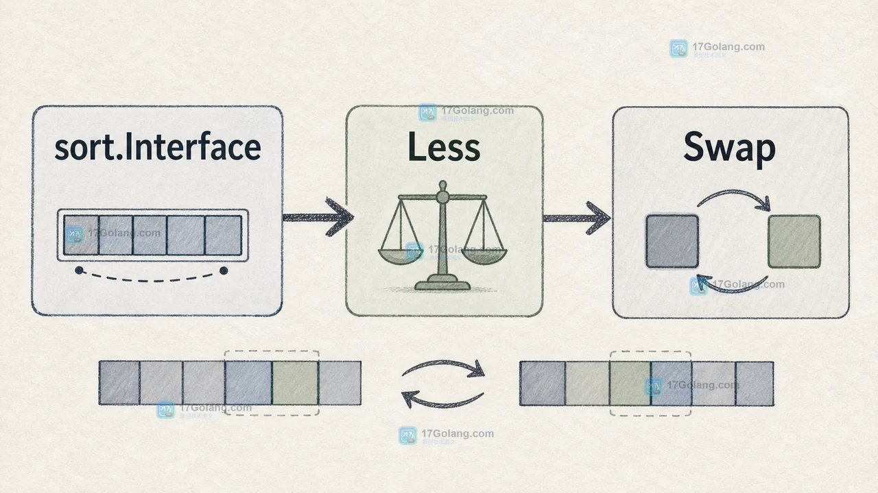 Go 排序调用链:sort.Interface 的 Less 描述 Priority 顺序,Swap 调整 Task 位置