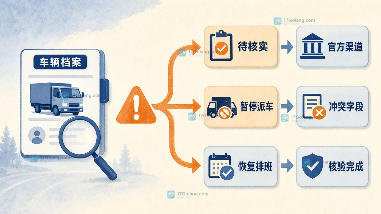 营运车辆技术等级核对出现查不到或字段冲突时的暂停派车与复核分流