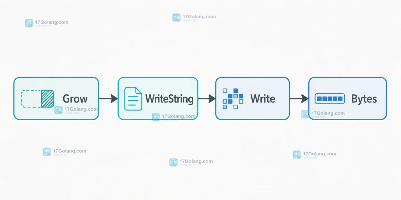 bytes.Buffer 的 Grow、WriteString、Write 和 Bytes 组成编码调用链