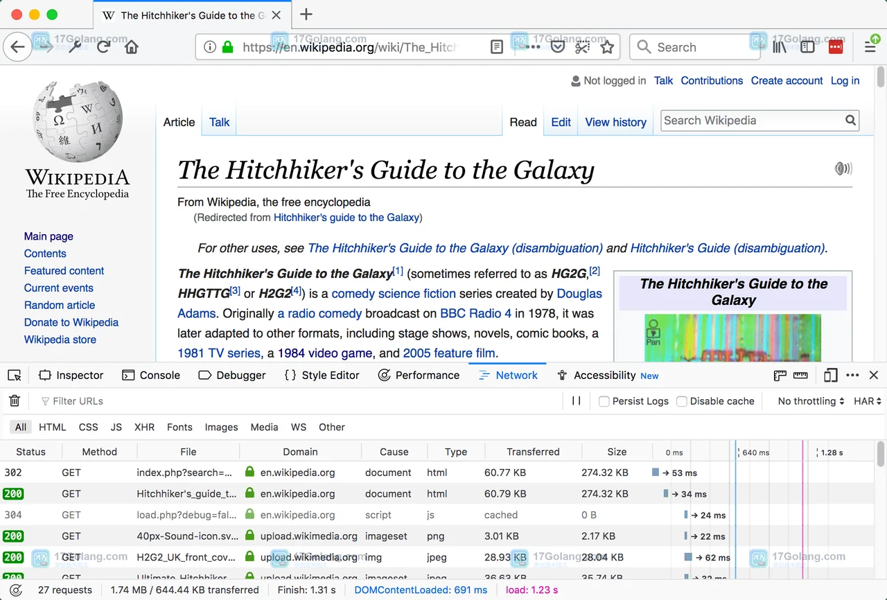 Firefox Network Monitor 真实界面,展示请求列表、筛选工具栏和网络监控面板