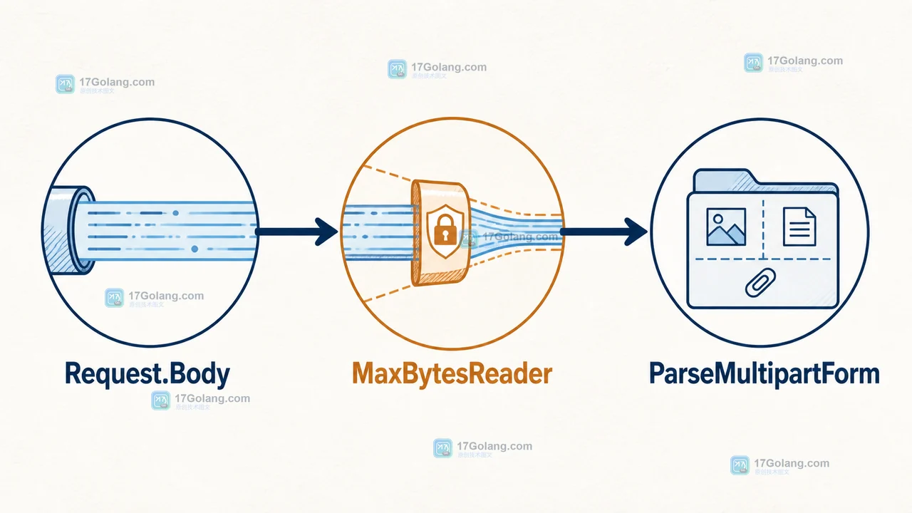 Request.Body 先经过 MaxBytesReader 再进入 ParseMultipartForm 的调用链