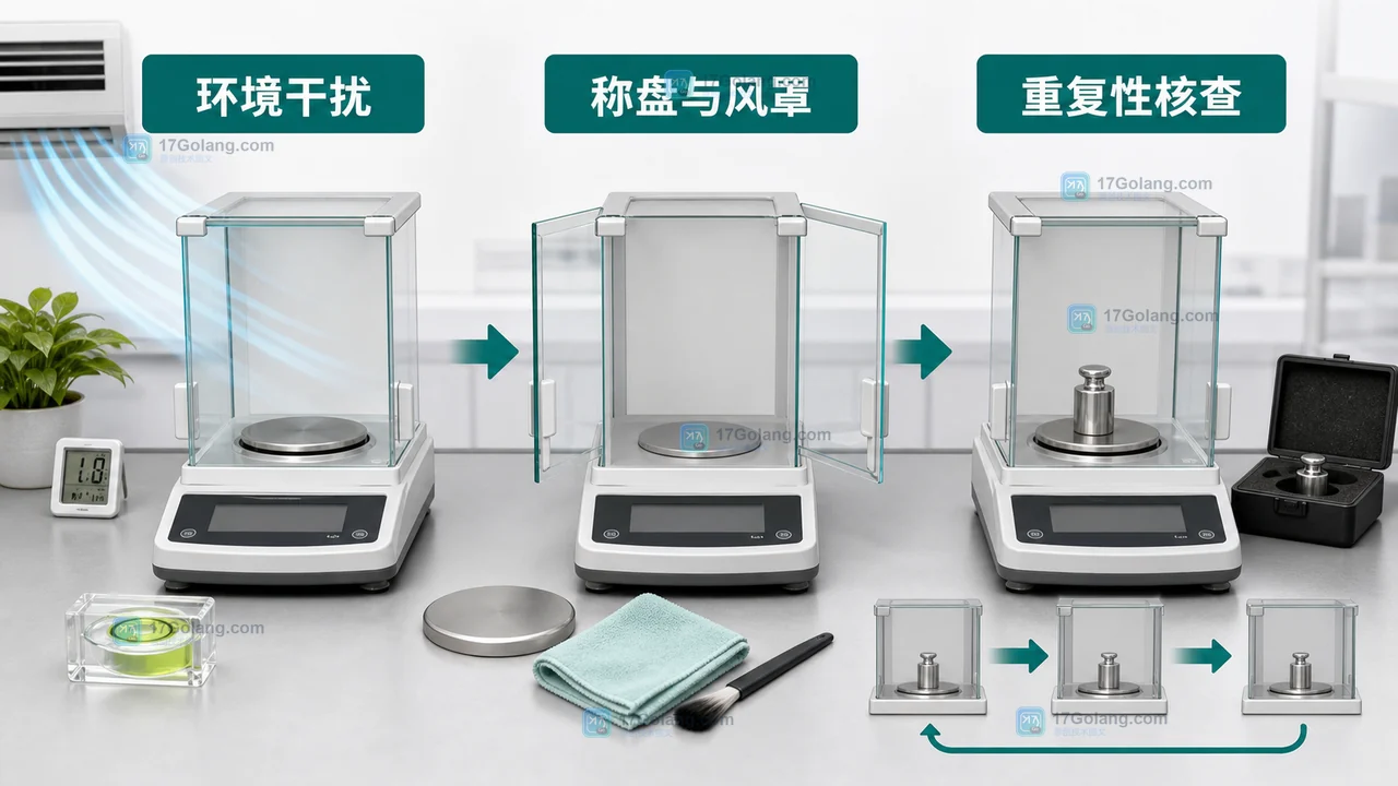 实验室电子天平从环境干扰到砝码重复性核查的排查路径