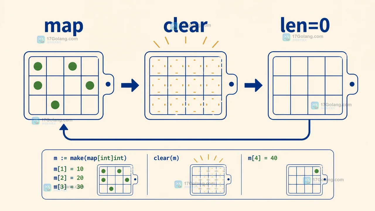 Go clear 删除 map 元素后 len 等于零并沿同一 map 路径继续写入