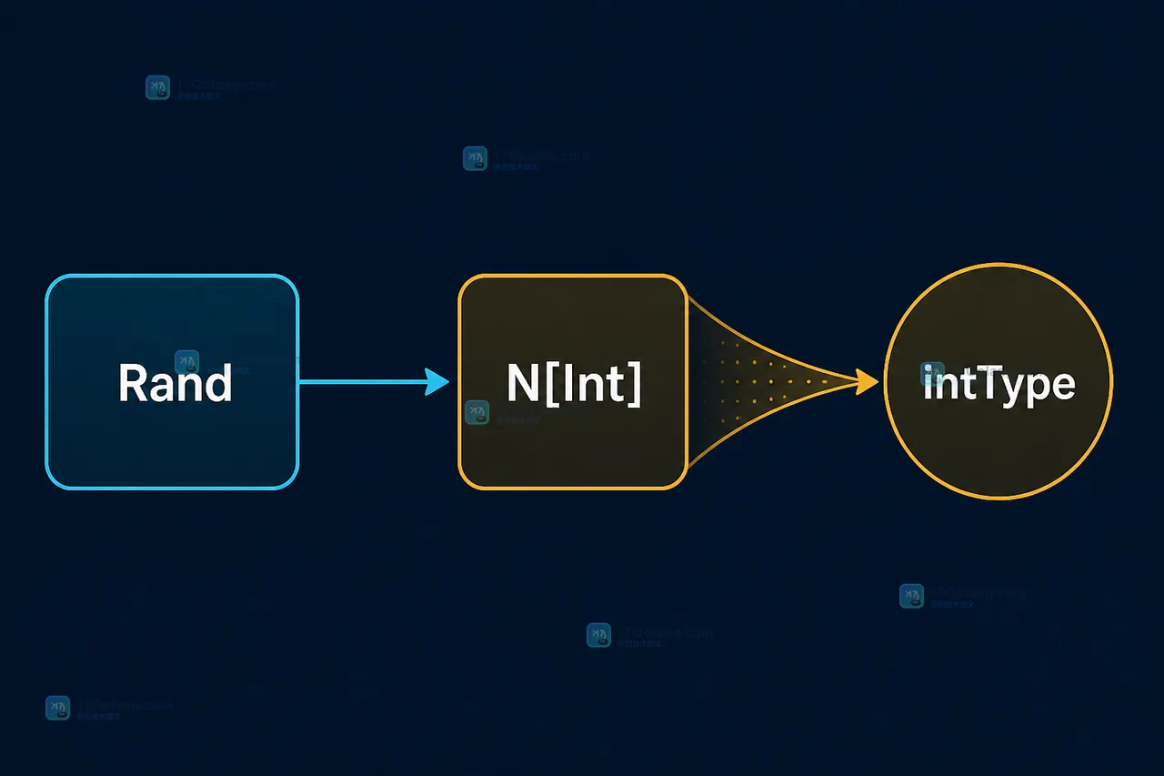 Go 1.27 中 Rand 通过 N[Int] 接收 intType 约束的泛型方法调用链示意图