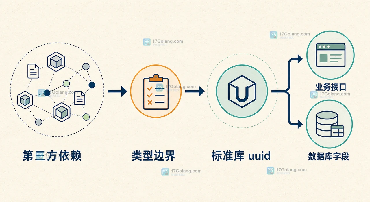 Go 1.27 标准库 uuid 替换第三方依赖的边界：业务接口、UUID 类型与数据库字段逐层核对