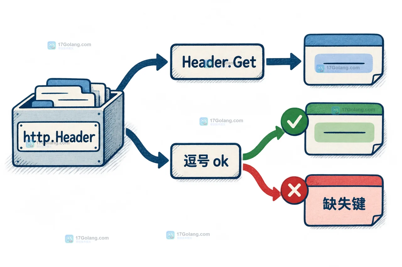 http.Header 读取后通过 Header.Get 与逗号 ok 分开判断缺失键和空字符串