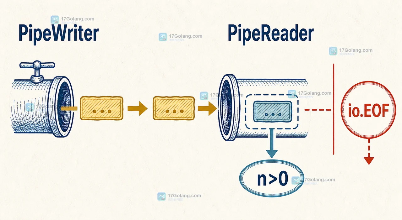 Go io.Pipe Read 返回 n 与 err 的先后判断，先消费有效字节再处理 EOF
