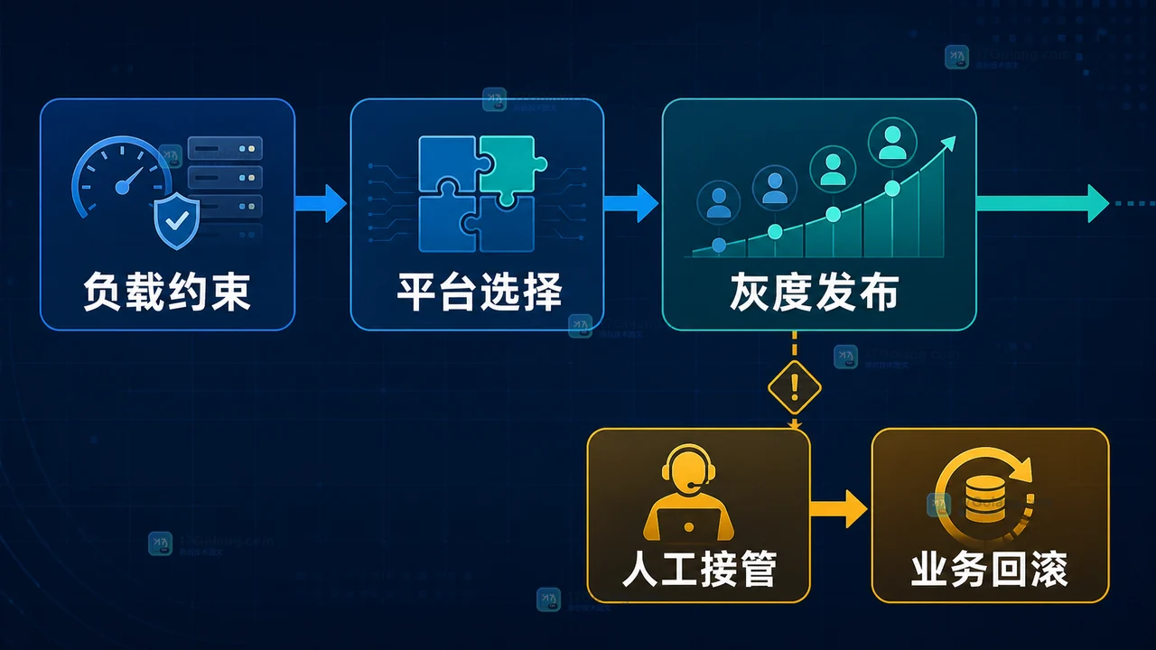 企业Agent跨云发布决策路径:负载约束进入平台选择,失败时回到人工接管