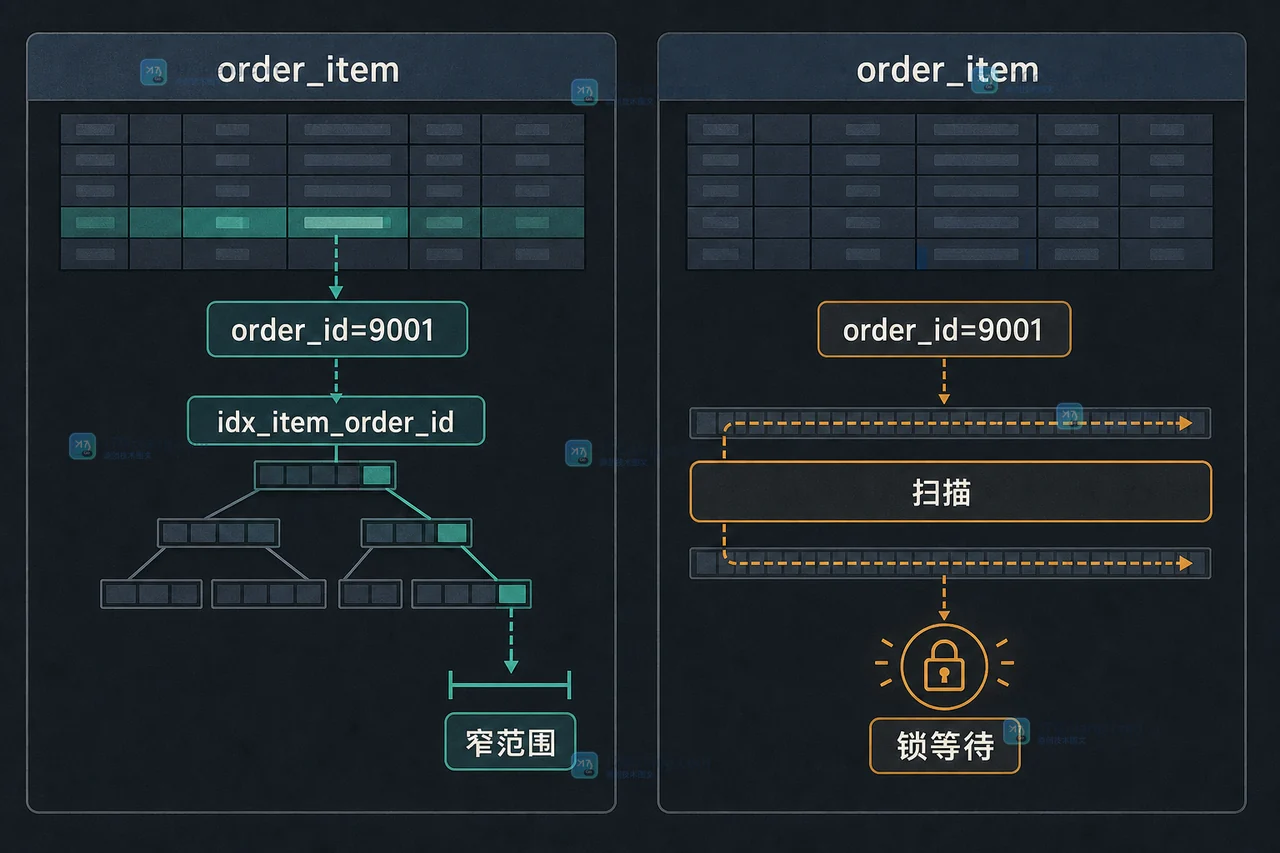 MySQL 子表外键索引让 order_id 定位变窄并减少无关锁等待