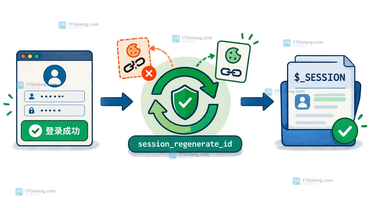 PHP 登录成功后先调用 session_regenerate_id 再写入 $_SESSION 认证字段的调用链