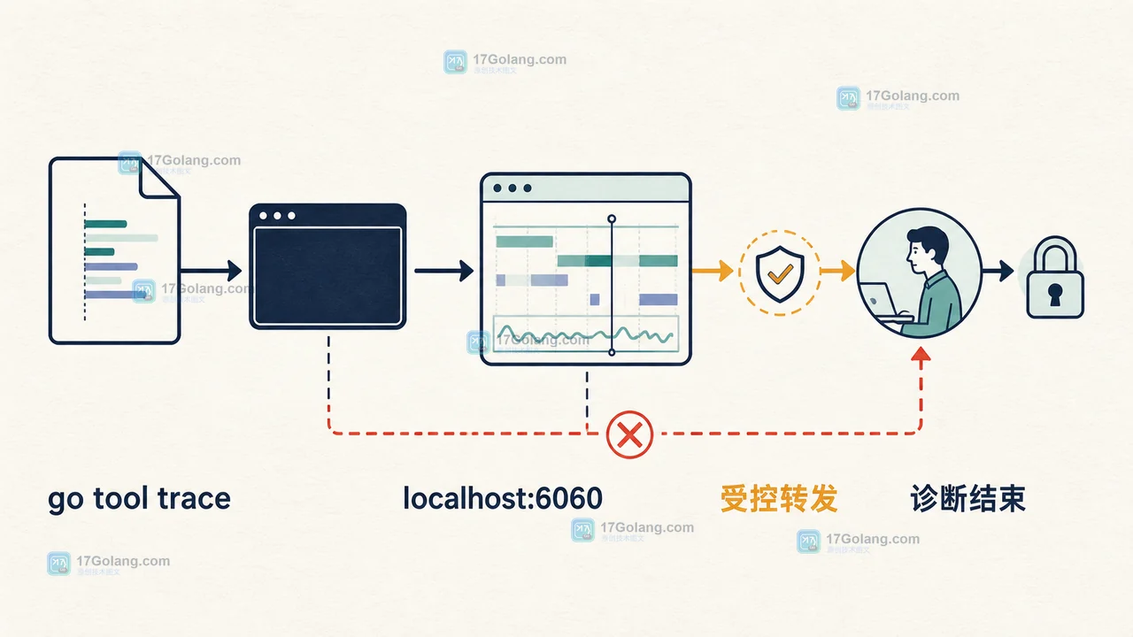 Go 1.27 go tool trace 从 trace.out 到 localhost:6060，再经受控转发进入远程诊断的监听边界