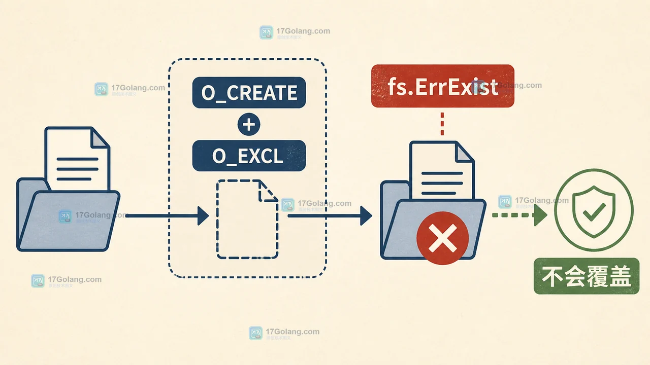 Go os.CopyFS 通过 O_CREATE O_EXCL 创建文件并在已有文件时进入 fs.ErrExist 分支