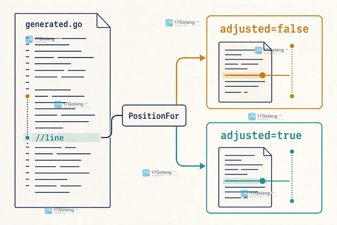 Go PositionFor adjusted 参数在物理文件位置与 //line 逻辑位置之间的状态变化