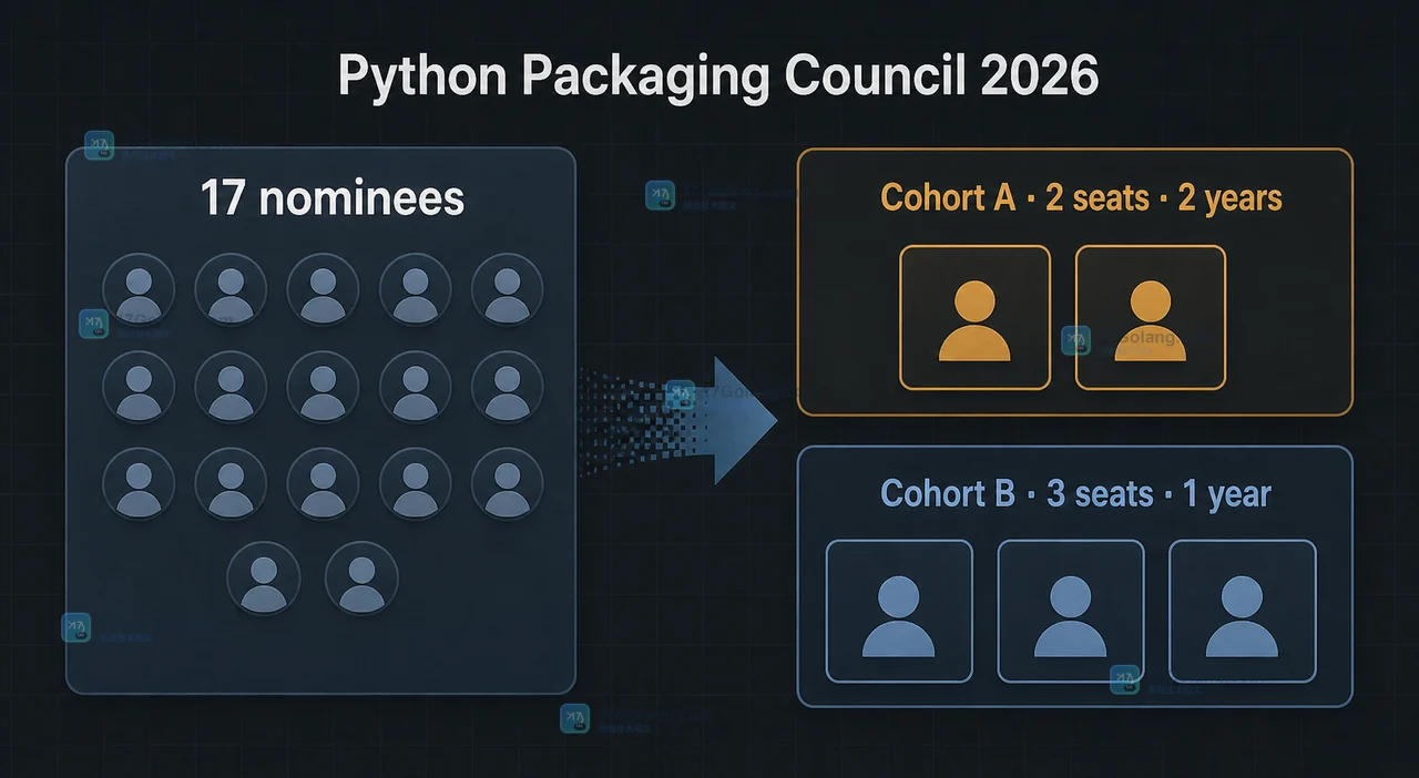 Python Packaging Council 首届选举 17 名候选人与 5 个席位的 Cohort A 和 Cohort B 任期结构