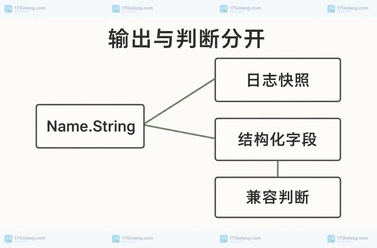 Name.String 日志快照与结构化字段兼容判断静态框图
