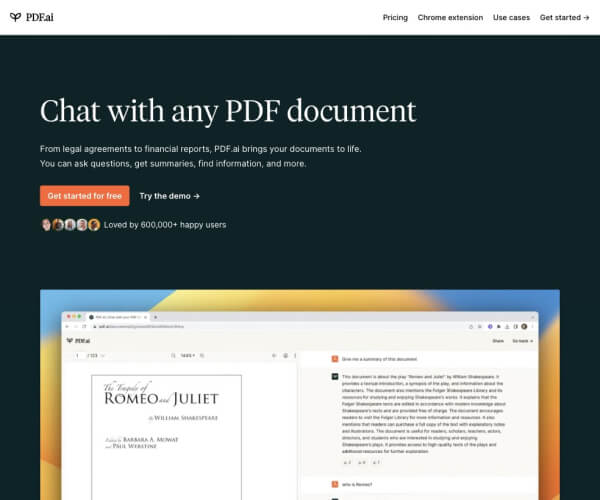 PDF.ai智能阅读助手：基于GPT的PDF文档对话与摘要工具