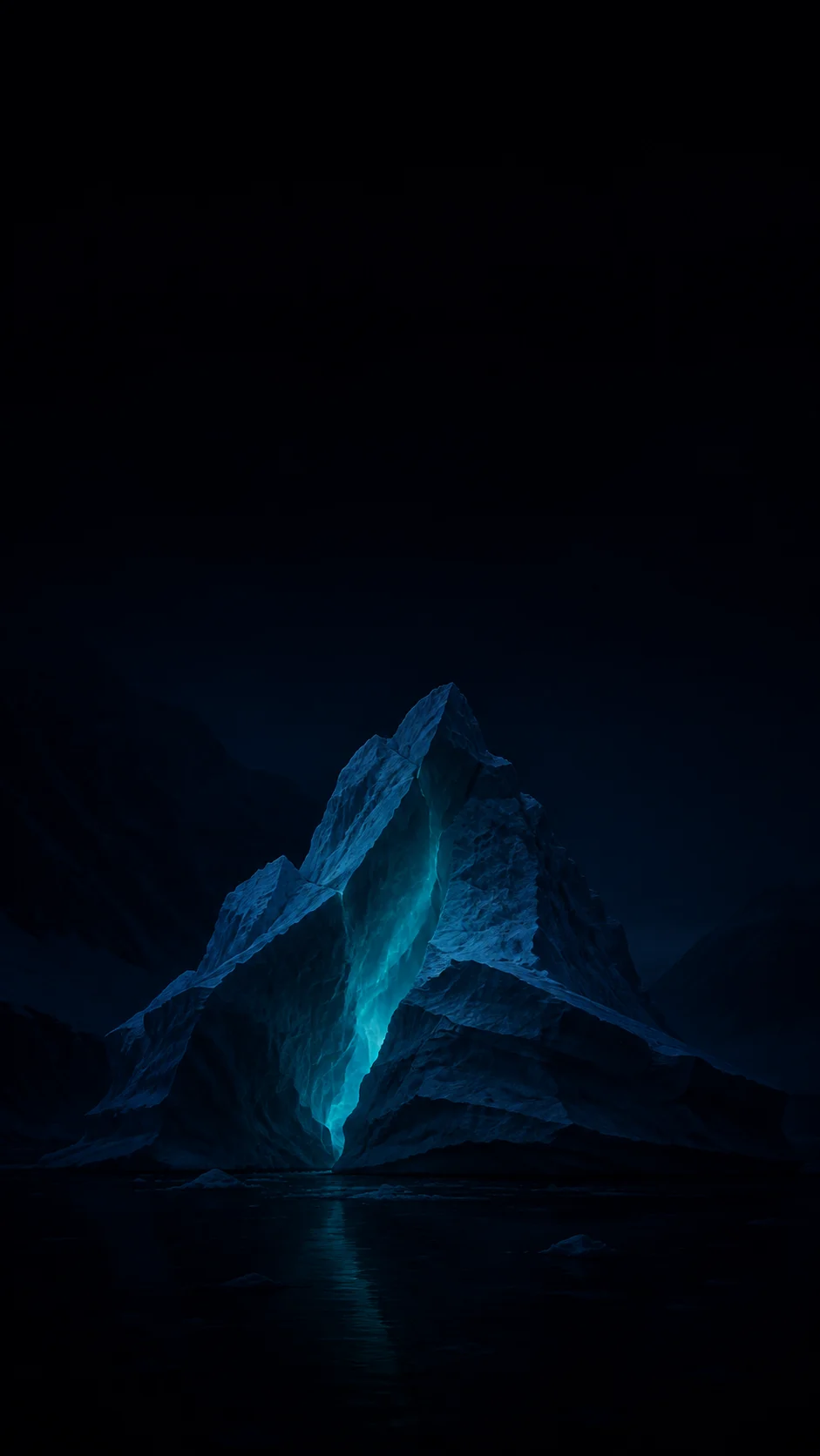 午夜蓝冰屿手机壁纸变体的低饱和极光和扩大深黑区域