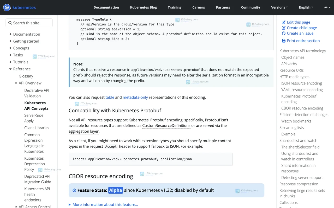 Kubernetes API Concepts 官方页面中的 ResourceVersion、LIST 与 WATCH 请求语义